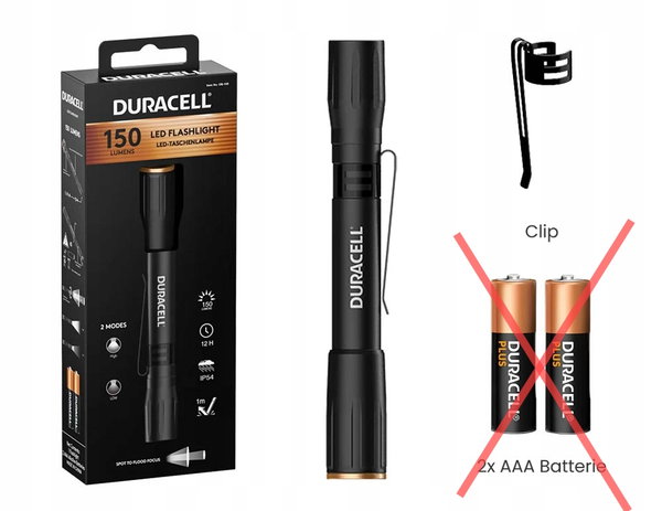 Latarka Duracell DF150 150lm 2xAAA kompaktowa i wydajna latarka ręczna