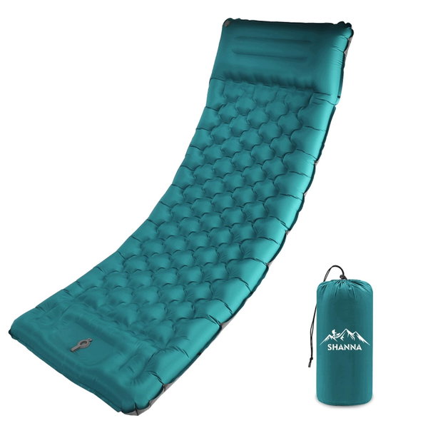Materac SHANNA Samopompujący się paw niebieski 12 cm ultralekki kempingowy