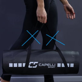 Mata do jogi Capelli Sport EVA czarna antypoślizgowa 127 cm z paskiem