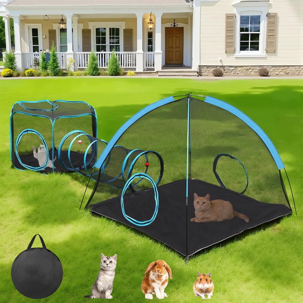 Outdoor Cat Enclosure Producent 3-in-1 z Tunelem dla Kotów i Małych