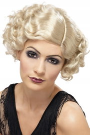 Peruka Smiffy's Półdługie Włosy Blond Kręcone Stylowa i Naturalna