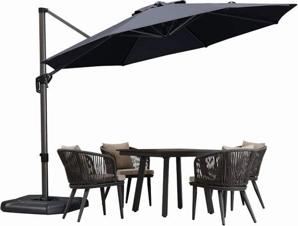 Parasol ogrodowy PURPLE LEAF 3,3m Deluxe podwójny dach szary