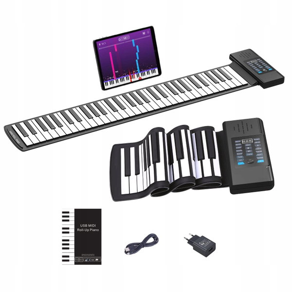 Pianino Roll Up 61K MIDI elastyczny elektroniczny 128 tonów i rytmów