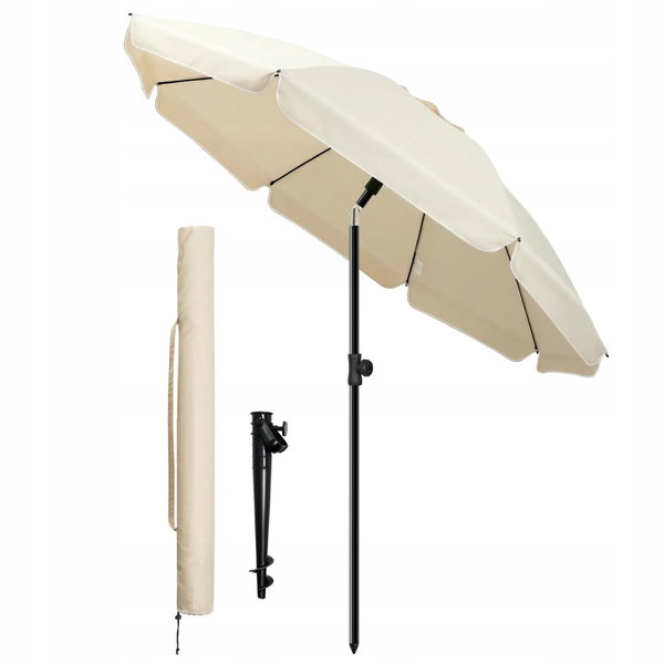 Parasol Vounot 200 cm łamany regulowany beżowy UV 50+