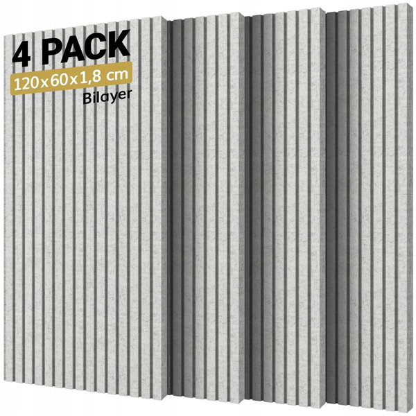 Panele akustyczne TONOR 4-Pack szary 120x60x1.8cm dwuwarstwowe
