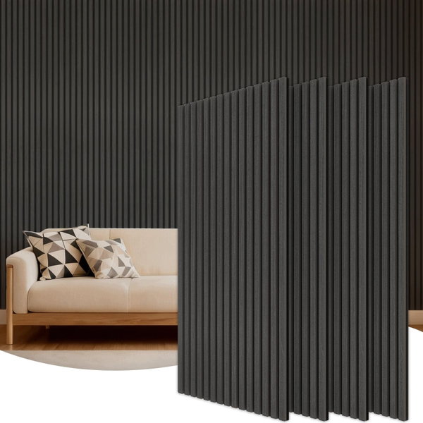 Panele akustyczne TONOR 3D drewniane czarne 120x60 zestaw 4 sztuki