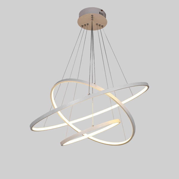 Okrągły żyrandol LED 3 pierścienie 20+40+60 cm biały pilot