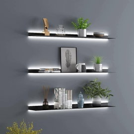 Półka metalowa simdennr LED czarna 60 cm do salonu kuchni łazienki