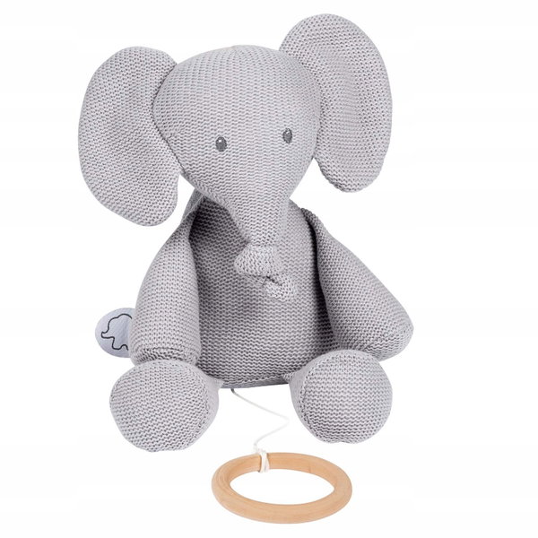 Pozytywka Elephant Musical Soft Toy Szara Dla Dzieci