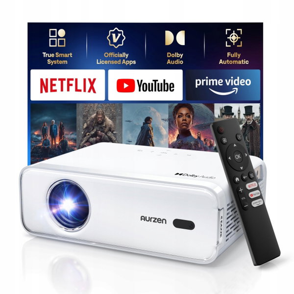 Projektor Aurzen Eazze D1 biały 4K Full HD WiFi Bluetooth autofokus