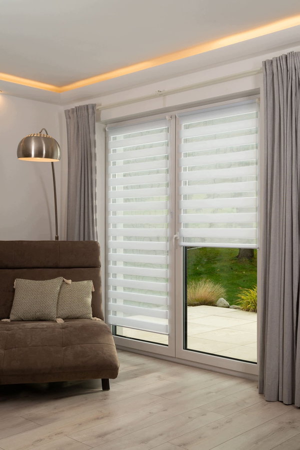 Podwójna roleta K-home Madrid biała 95 x 150 cm Klemmfix bez wiercenia