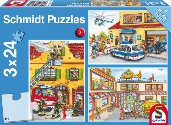 Puzzle Schmidt Spiele 72 elementów Puzzle 3x24 Służby ratownicze