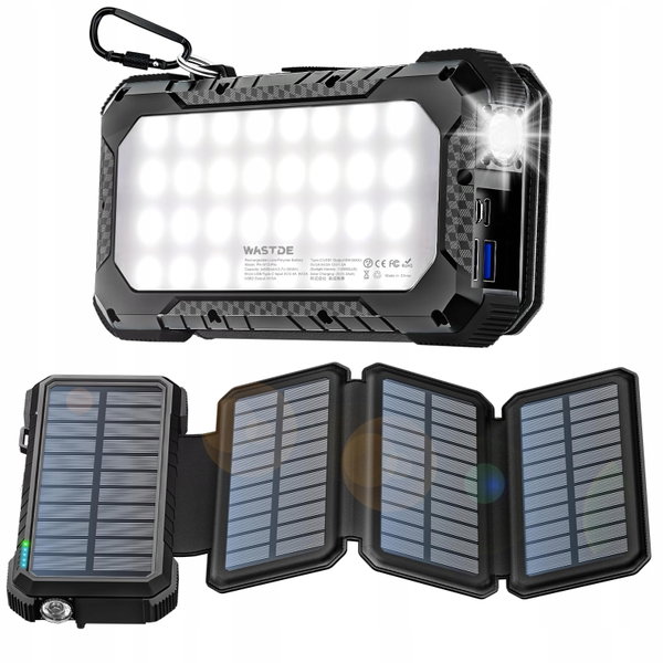 POWERBANK SOLARNY BLAVOR PN-W12 PRO 26800 mAh LATARKĄ I LAMPĄ LED +PANELE