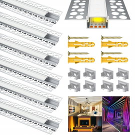 Profil Aluminiowy LED 18mm do Płyt GK Sufit Ściana 8 szt x 1m Biały