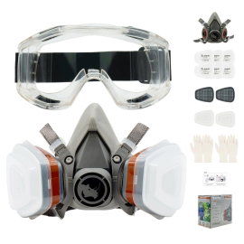 Półmaska RHINO Smart Solutions Ochrona pył DIY 6 filtrów okulary rękawice