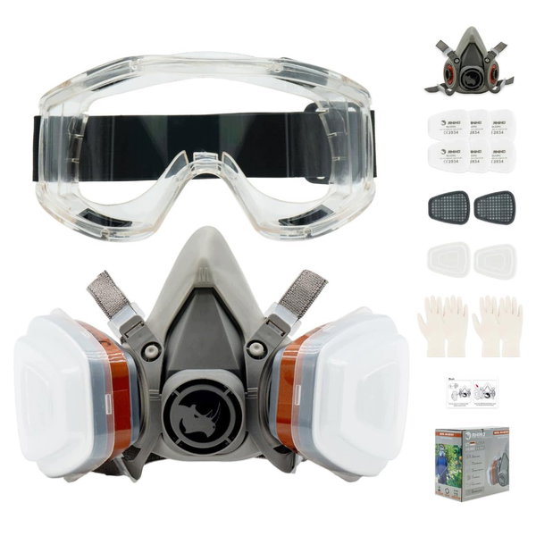 Półmaska RHINO Smart Solutions Ochrona pył DIY 6 filtrów okulary rękawice