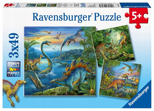 Puzzle 3x49 Fascynacja Dinozaurami