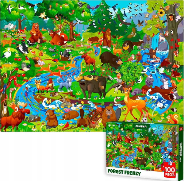 Puzzle QUOKKA 100 elementów nauka o zwierzętach dla dzieci