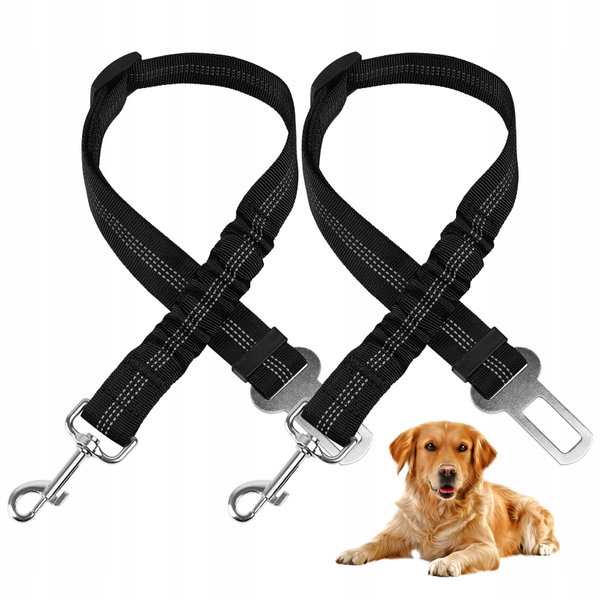 Smycz PETGURU SecureFlex czarna odblaskowa elastyczny bufor bungee