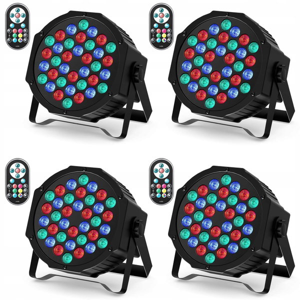 Reflektory U`King LED RGB 36 diod zestaw 4 z pilotem