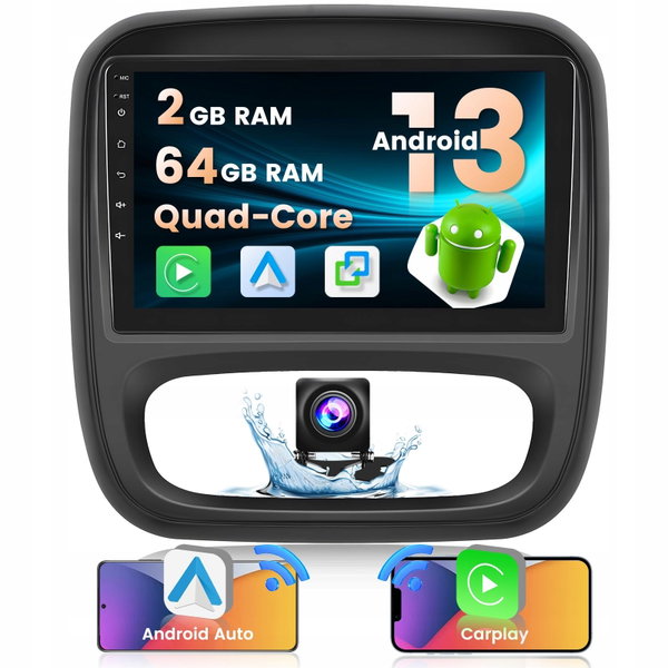 Radio Samochodowe Hikity Android13 9calowy ekran dotykowy GPS WiFi Carplay