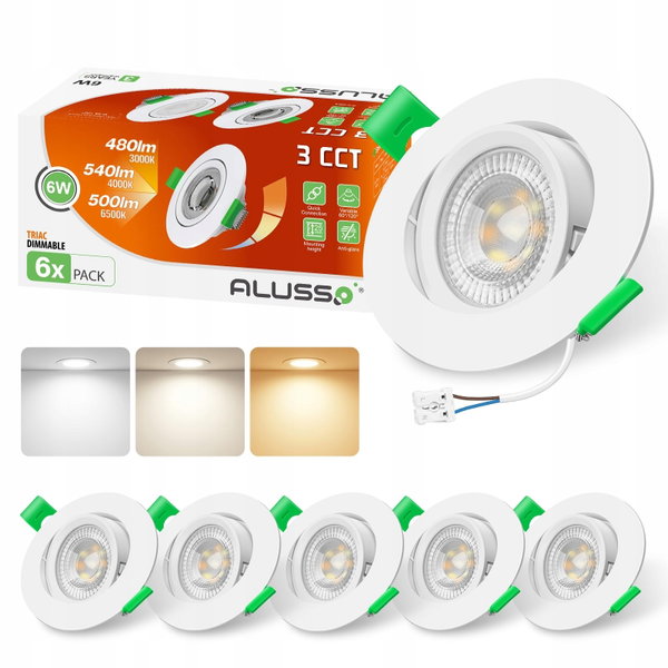 Reflektor ALUSSO LIGHTING LED biały wychylny 3CCT 6W 540lm O75mm