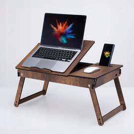 Stojak na laptopa Vigo Drewniany regulowany ze schowkiem na łóżko