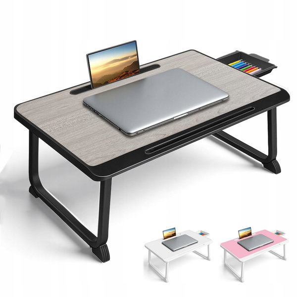 Stolik do laptopa Bett Tisch Laptop szary z szufladą uniwersalny
