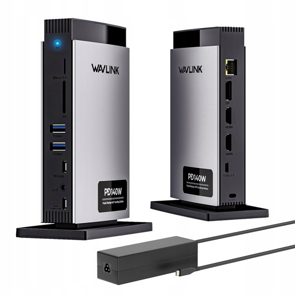 Stacja dokująca WAVLINK 3 monitory 8K 11 w 1 z 125 W PD USB C