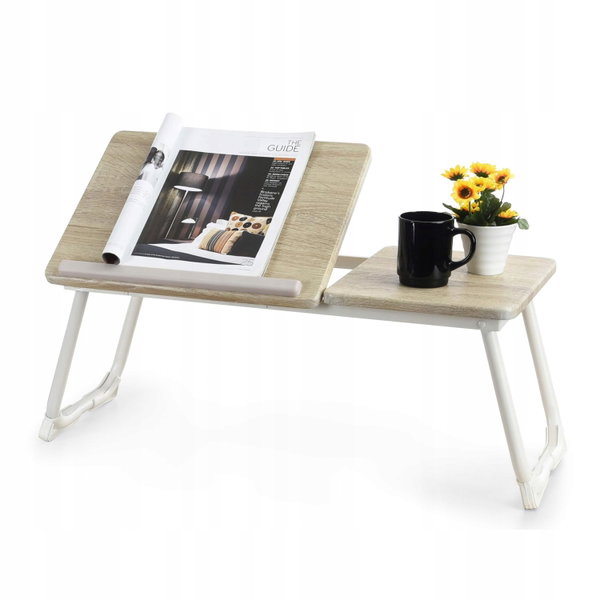 Stolik MEUBLE COSY przenośny organizer biały dąb 65x30x27.5cm