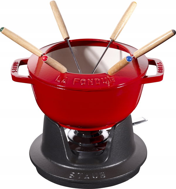 Staub Zestaw do fondue 18 cm, czerwony żeliwo FRANCJA