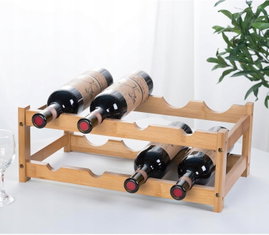 Stojak na Wino YunNasi Naturalny Bambus 2 poziomy na 8 butelek