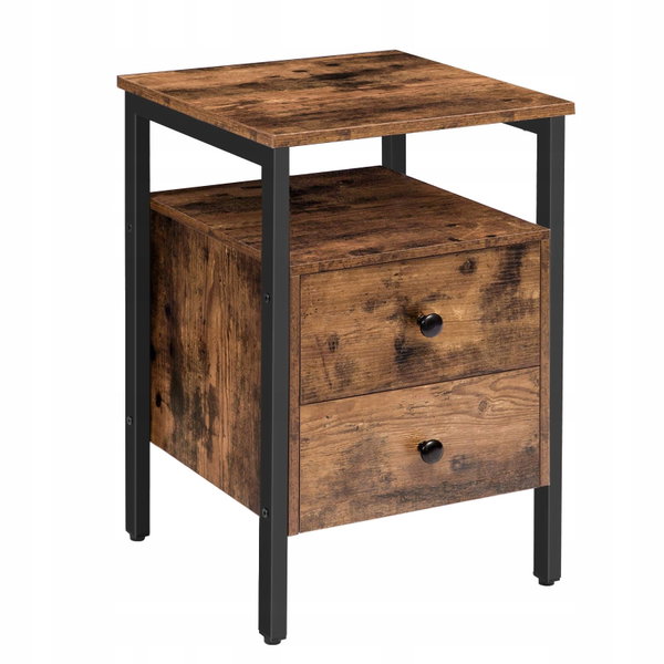 Stolik nocny HOOBRO EBF43BZ01G2 rustykalny brąz 40x40x61cm