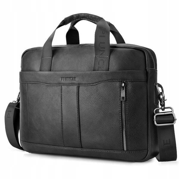 Torba BAGZY model na laptopa 15,6 cala czarny prawdziwa skóra