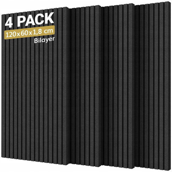 TONOR Panele Akustyczne 4 Sztuki 120x60 cm Samoprzylepne Wlokno Poliestrowe