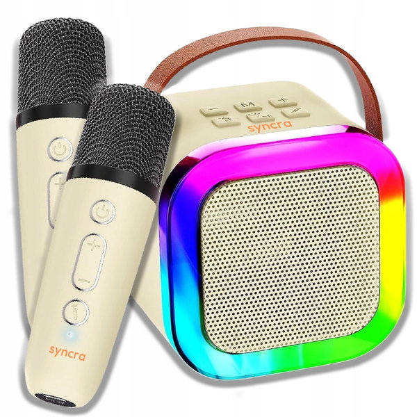 ZESTAW KARAOKE MIKROFON DO KARAOKE GŁOŚNIK BEZPRZEWODOWY RGB SD USB AUX