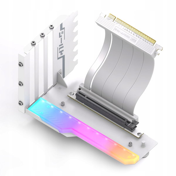 Uchwyt pionowy GPU EZDIY-FAB YIHPI344-3 biały 115mm PCIE 4.0 ARGB