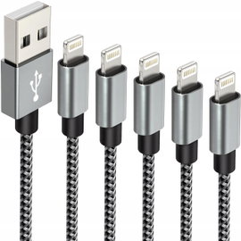 Zestaw kabli Apple iPhone Lightning Nylon Fast Charger 5-pak