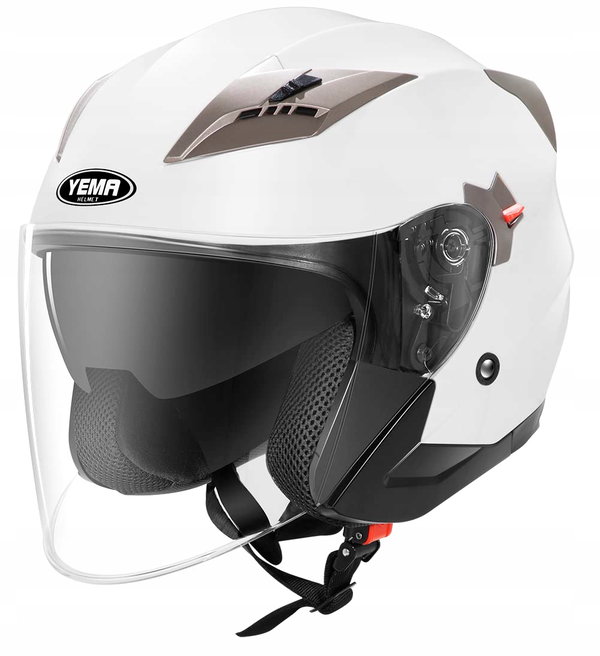 YEMA YM-627 kask motocyklowy Rozm. S BIAŁY Z BROKATEM