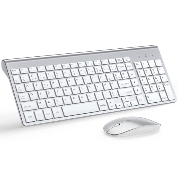 Zestaw TopMate Ultra cienki srebrny biały 2.4G klawiatura mysz 2400DPI