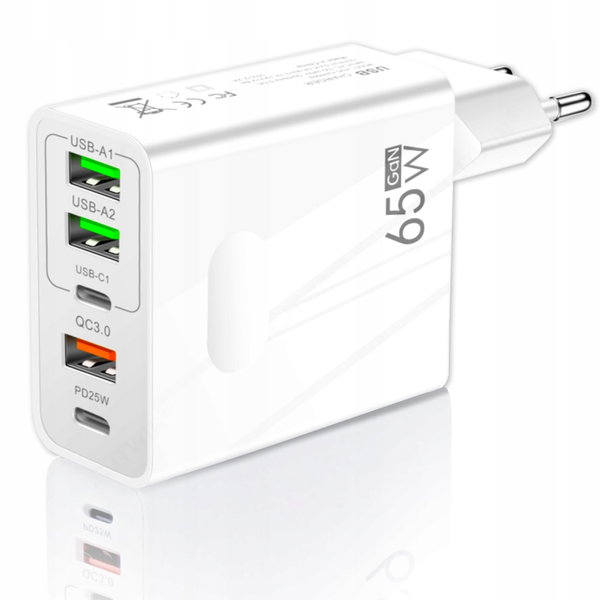 Ładowarka USB-C 65W 3 porty 2xC 1xA Power Delivery ADC-GAN002Samsung biała
