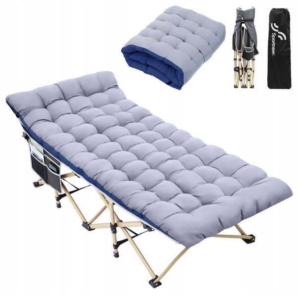 Łóżko polowe Sportneer XXL 188x71cm 204kg składane z materacem