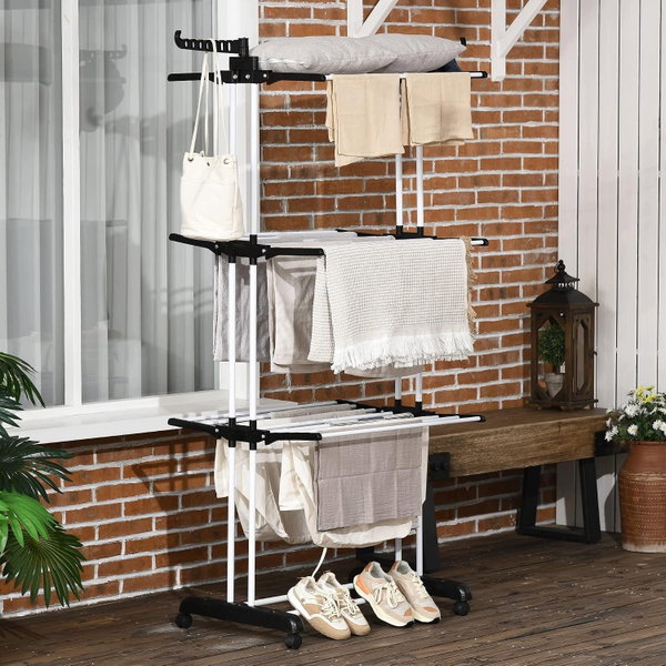 Suszarka HOMCOM Modele standard Czarny 73 x 64 x 172 cm Składana Skrzydła