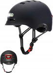 Kask rowerowy czerwone światło z tyłu + białe światło z przodu czarny r.S