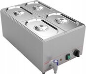 Valgus Bain Marie podgrzewacz BEMAR 15L, 4 sekcje, stal nierdzewna, kran