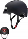 Kask rowerowy czerwone światło z tyłu + białe światło z przodu czarny r.S