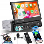 Hikity 1 Din Radio Chowany Ekran 7" Bezprzewodowy CarPlay Auto