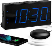 Mesqool Budzik Wibracyjny LED Głośny Shaker Łóżka Podwójny Alarm