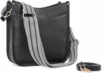 CLUCI Torebka Damska Skórzana Crossbody Mała 24 cm z Kieszeniami Czarna