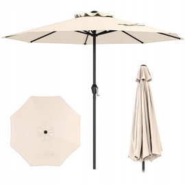Parasol klasyczny Costway beżowy 260 x 225 cm na korbkę beżowy